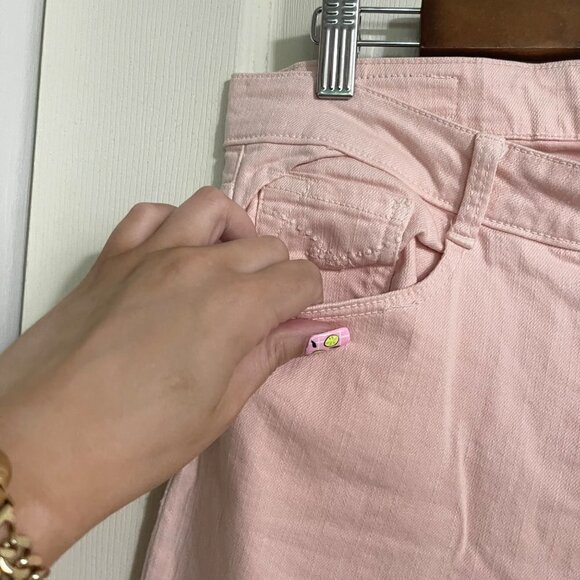 Zara Womens Pink Core Denim Trafaluc Collection Distressed Slim Jeans Size 8 - Picture 3 of 7
